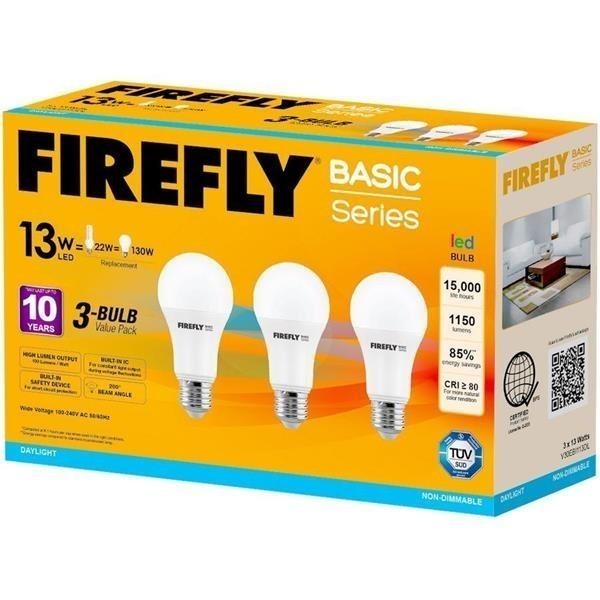 Firefly by Winland 13 Watts Daylight 3 Pcs LED Bulb - Value Pack - V30EBI113DL