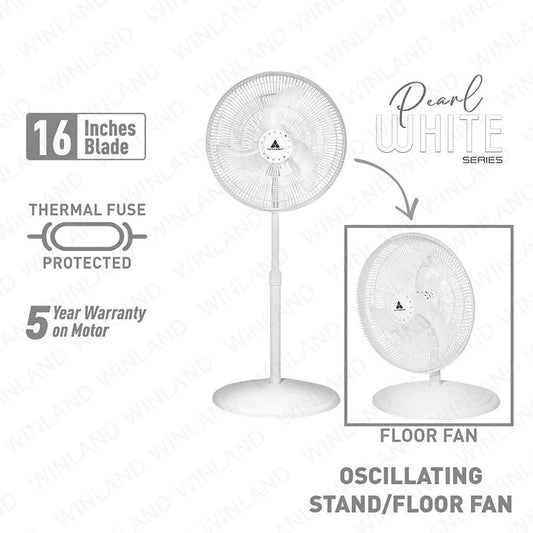 Hanabishi by Winland 16inches 2-in-1 Convertible Stand Fan, Floor Fan / Electric Fan HF1600-2IN1WHT