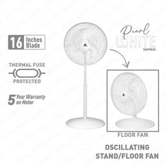 Hanabishi 16inches 2-in-1 Convertible Stand Fan, Floor Fan / Electric Fan HF1600-2IN1WHT