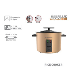 Hanabishi Automatic Rice Cooker 1.5L serves 7 cups Metallic Series HRC-15PT