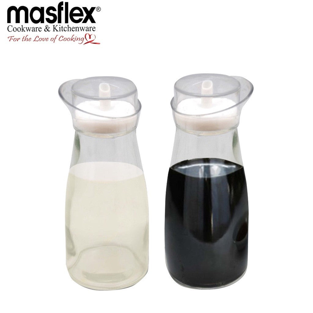 Masflex by Winland 320mL 2 Piece Glass Condiments Bottles W/ Plastic Lid QM-2001