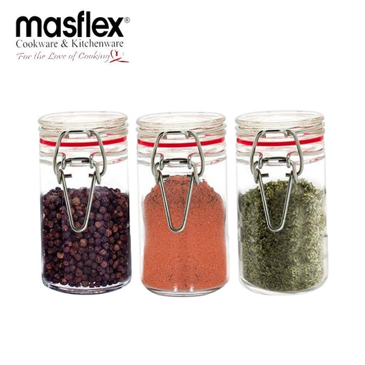 Masflex by Winland 3 PIECE 70mL Glass Piece Jars Condiments Sauce Jar Glass Seasoning QM-0003