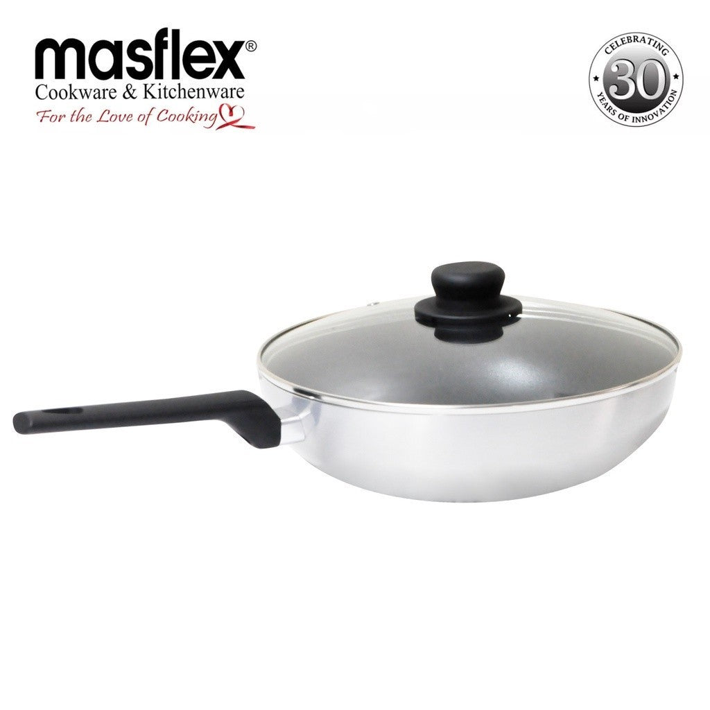 Masflex by Winland Non Stick Satin Induction Deep Frying Fry Pan w/ Glass Lid 28cm BB-28DP