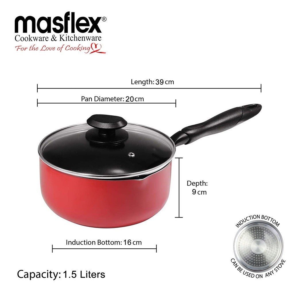 Masflex by Winland NON-STICK INDUCTION SAUCEPAN WITH GLASS LID 20cm NS-CX-811