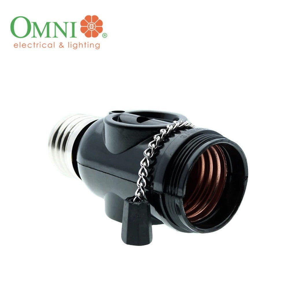 Omni by Winland Chain Pull Socket with 2 Flat Pin Outlets 3A 250V E27-712