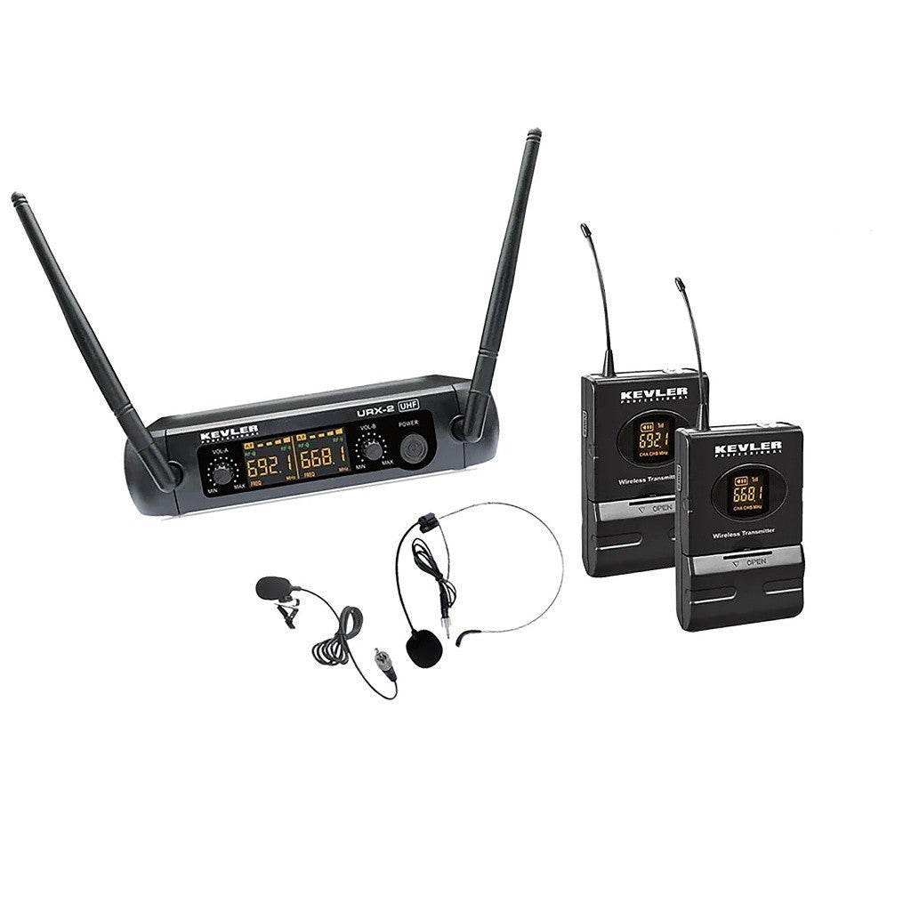 Kevler Dual UHF Belt Pack Lapel Wireless Microphone with 16 Selectable Frequency URX-2B