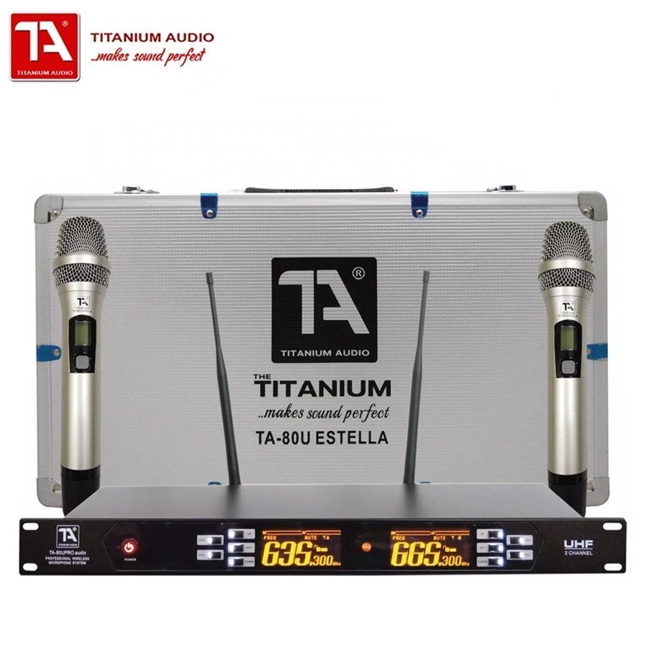 Titanium Audio Dual Channel Wireless Microphone UHF Mic with Hard Case TA-80U