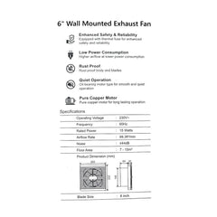 Firefly by Winland 6 Inches Wall Mounted Exhaust Fan 15W FEFW21/06W