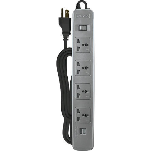 Royu by Winland 4 Gang 2 Meter Power Extension Cord with 1 Master Switch & 2 USB Ports REDEC624