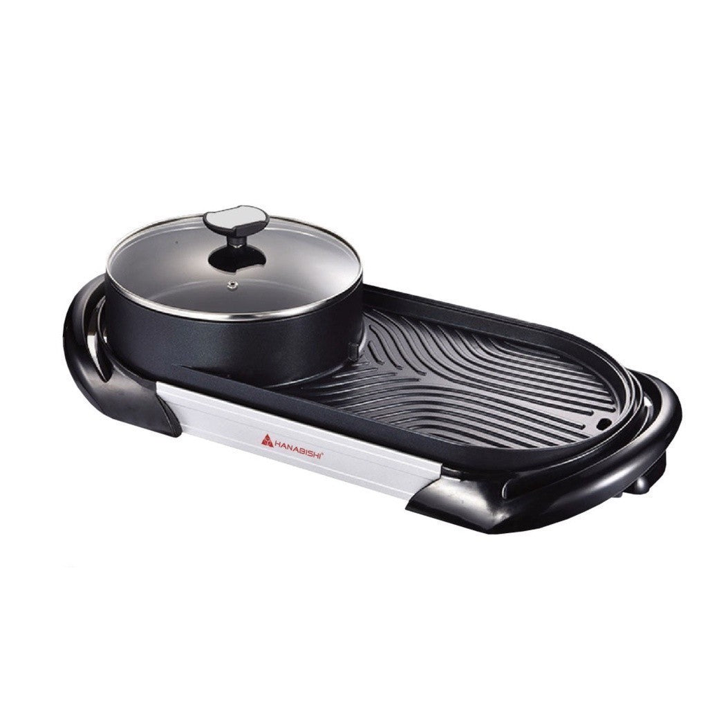 Hanabishi Electric Hotpot BBQ Samgyupsal Grill w/ Die Cast Griller HHOTPOTBBQ200