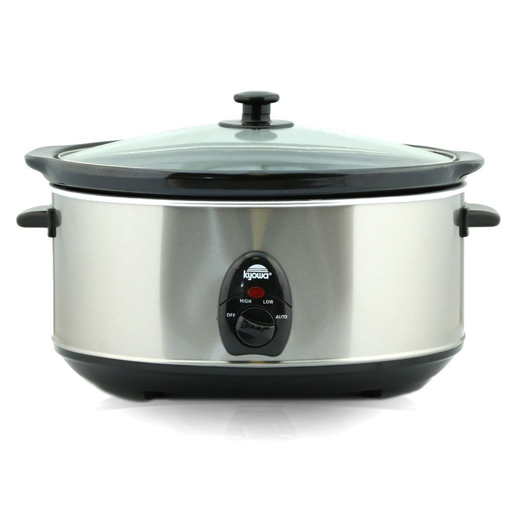Kyowa by Winland 6.5L Oval Slow Cooker Stainless Steel Body w/ Ceramic Inner Pot & Glass Cover