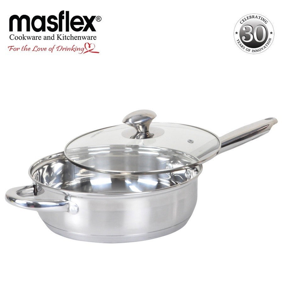 Masflex by Winland 24cm Stainless Steel Induction Frypan with Glass Lid CI-24FP