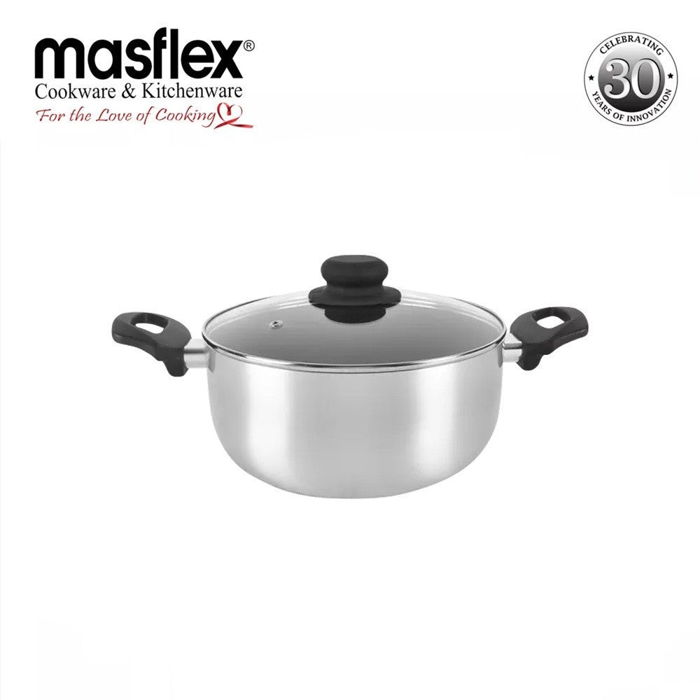 Masflex by Winland 24cm Aluminum Satin Series Non Stick Induction Casserole With Glass LID BB-24CS