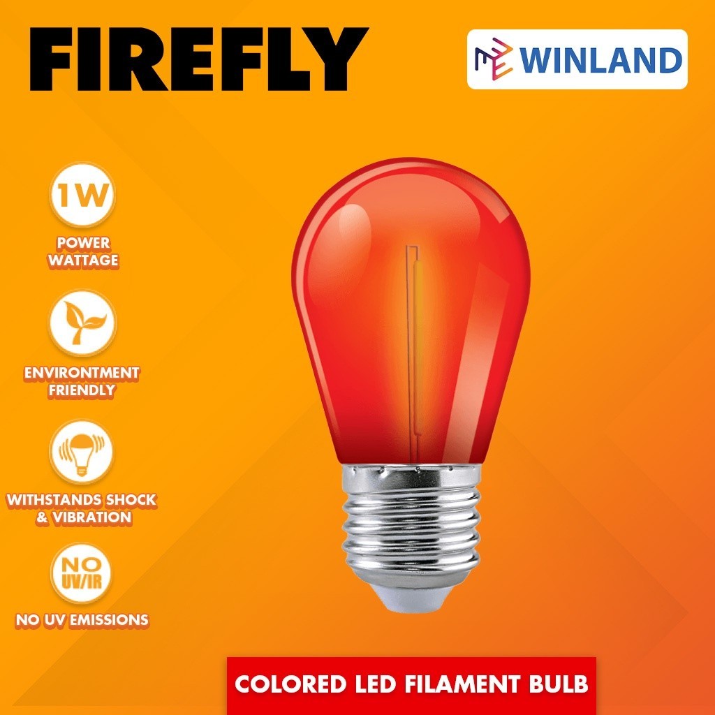 Firefly by Winland Basic Colored LED Filament Bulb 1W E27 SOLD PER COLOR