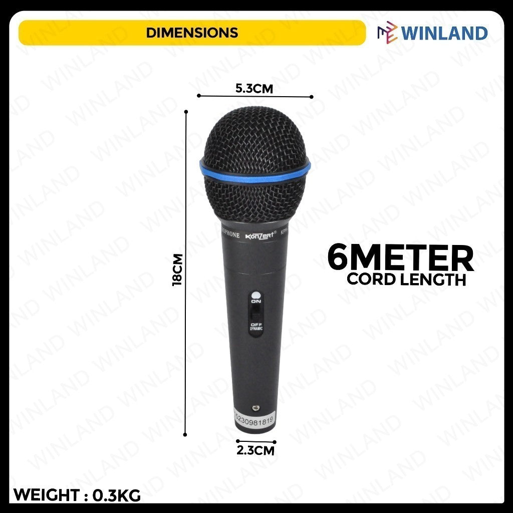 Konzert by Winland KPM-38 Wired Microphone Max Sound Efficiency Mic for Videoke