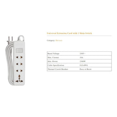 Royu by Winland Power Extension Cord Universal Extension Cord with Ground and Switch - REDEC613