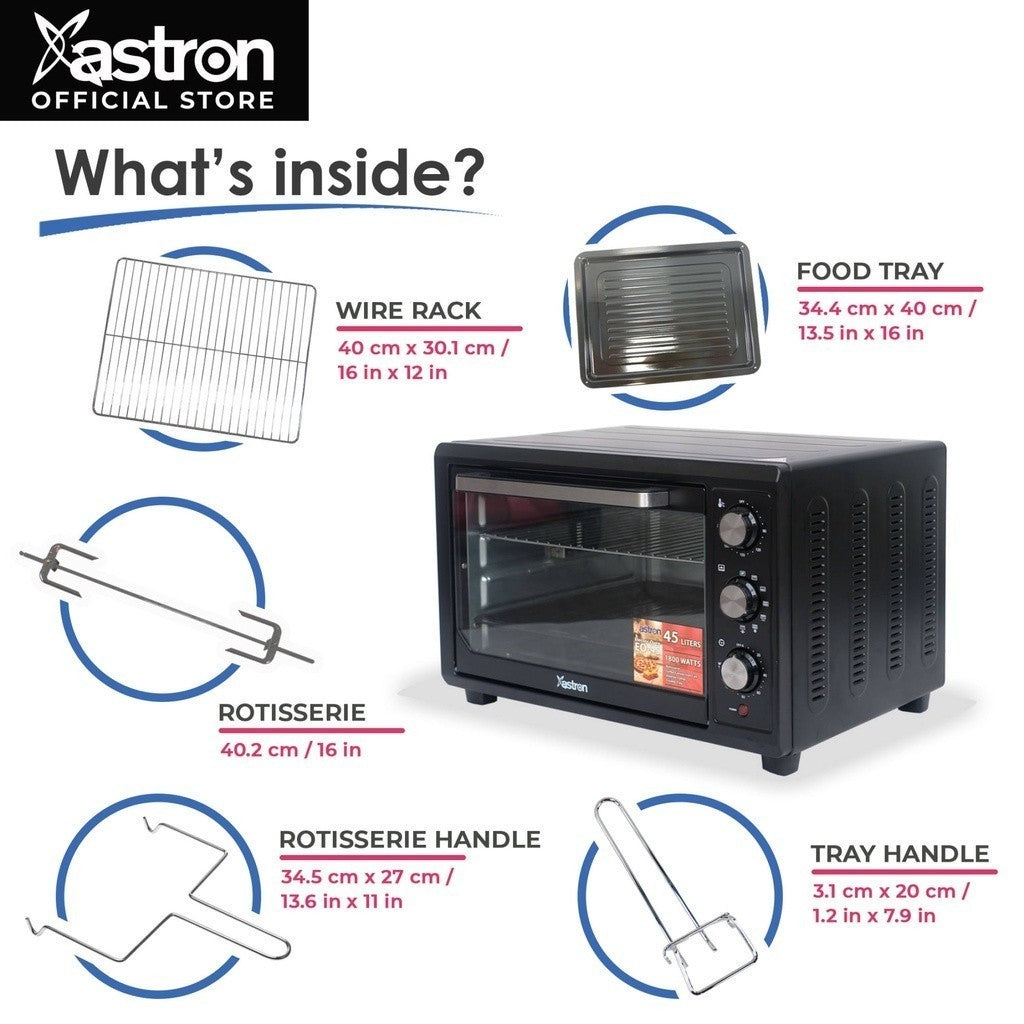 Astron by Winland Electric Convection Oven with Build-In Rotisserie and Interior Lamp 45(L) EO-45