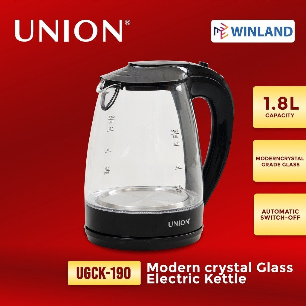 Union 1.8Liters Electric Kettle Modern crystal-grade Glass LED | Water Heater UGCK-190