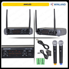 Kevler Dual UHF Handheld Wireless Microphone Mic w/ 16 Selectable Frequency URX-2H