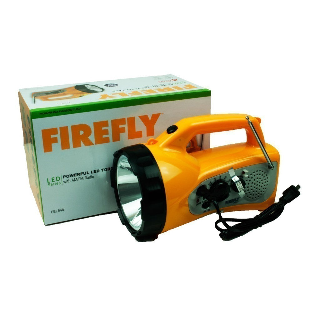 Firefly Lighting Powerful LED Torch Lamp Flashlight with AM/FM Radio FEL548