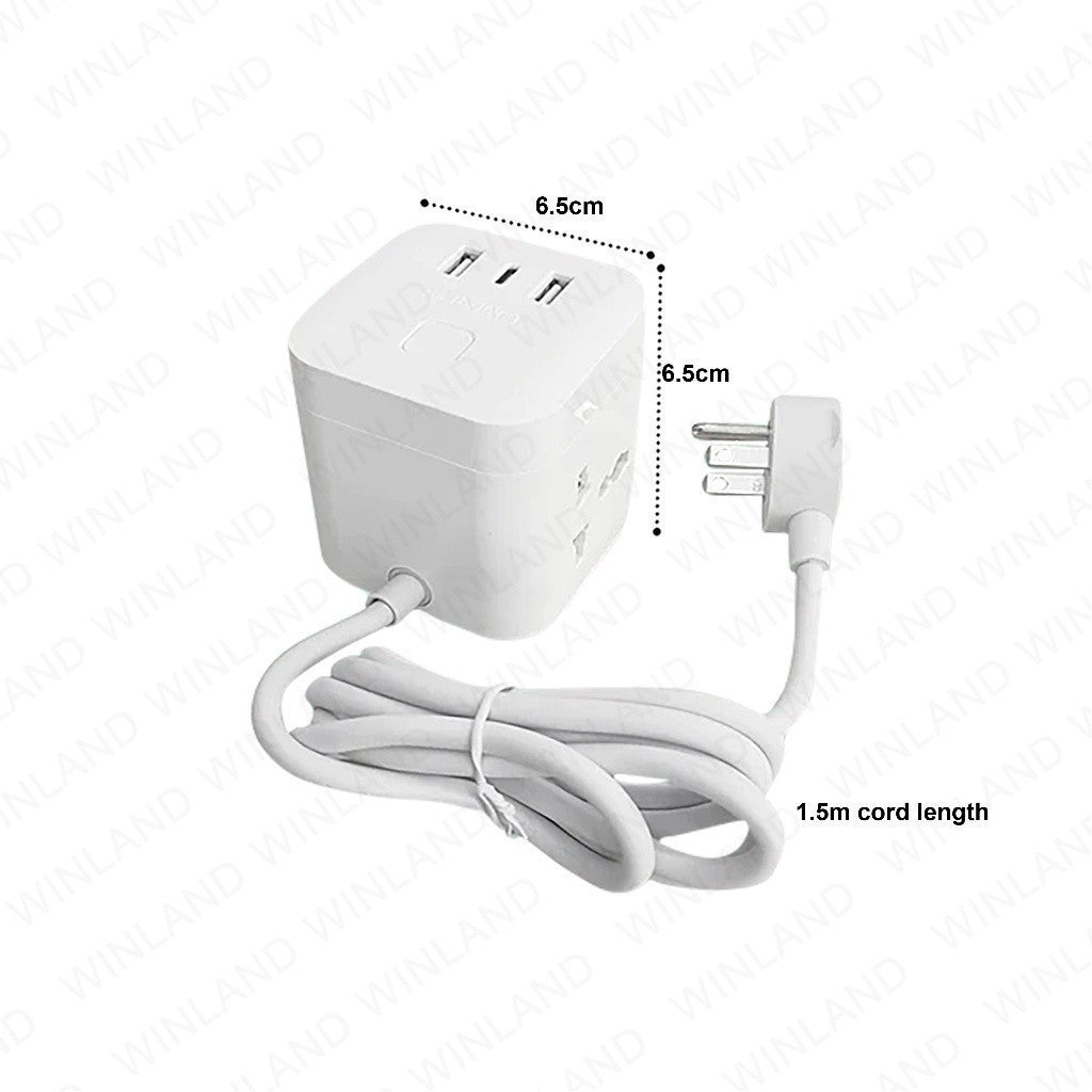 Omni by Winland Cube Dice Extension Cord 3 Universal Outlet with USB Charging Ports USB-321