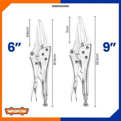 Wadfow 6" & 9" Long Nose Vice Grip Plier Locking Vise Pliers
