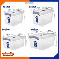 Wadfow Transparent Stackable Plastic Container - Clear 33Liters-87Liters