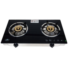 Kyowa KW-3560 Fuel Efficient Glass Top Double Burner Gas Stove (Black)