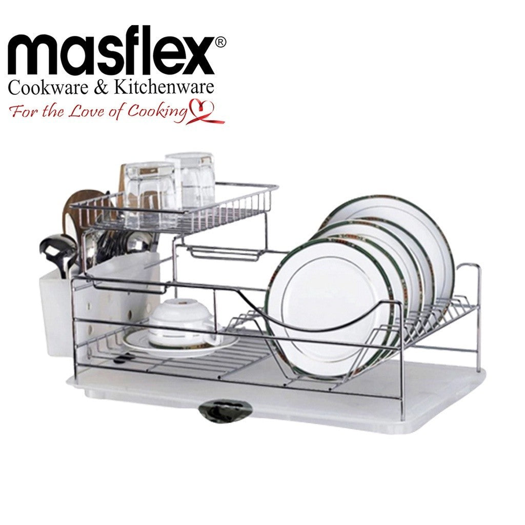 Masflex by Winland Dish Drainer With Extra Glass Tray L48.5cm xW29.8cm x H25.5cm D-AE-899