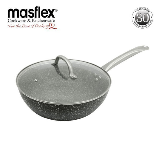 Masflex by Winland Forge Stone Non-Stick Induction Deep Fry Pan w/ Glass Lid 28cm Frying Pan NS-FG56