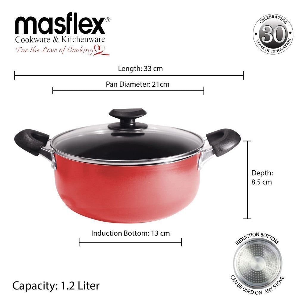 Masflex by Winland 7 Pieces Non-Stick Induction Cookware Set Fry Pan Casserole Sauce Pan X-RM-7PC