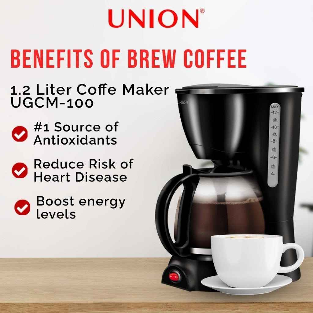 Union 1.2L/6Cups Coffee Maker Coffee Machine w/ Keep Warm Function UGCM-100