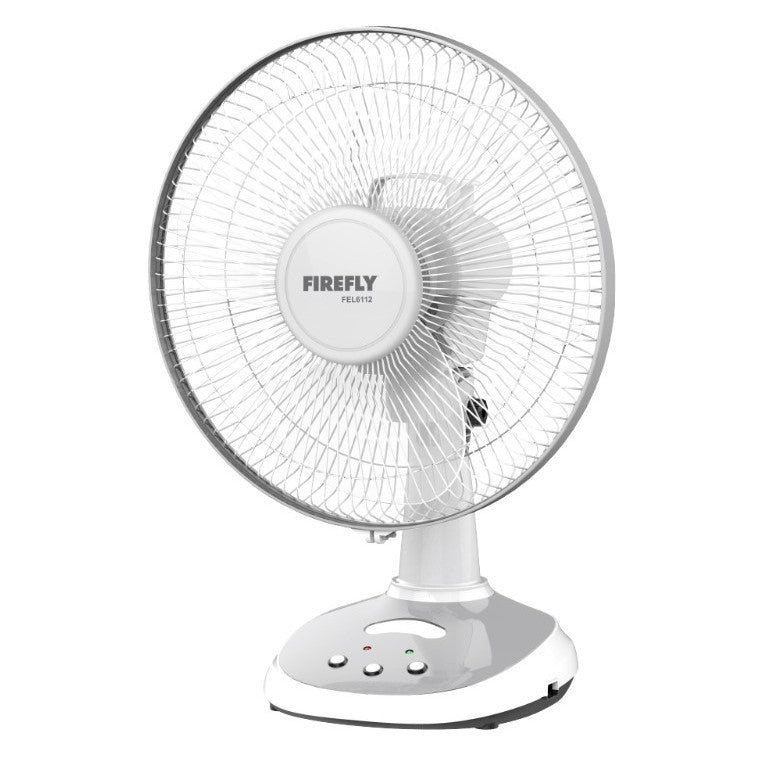 FIREFLY by Winland 12 Inches Rechargeable Desk Fan Electric Fan with LED Night Light FEL6112