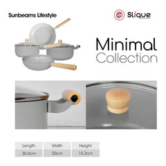 Slique Dutch Oven Pan 20cm | 24cm Stainless Steel Multi Layer Non-Stick Ceramic Coating-Grey