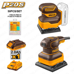 Ingco P20S/20V 2PCS/Set Lithium-Ion Cordless & Corded Palm Sander Combo Kit COSLI240582