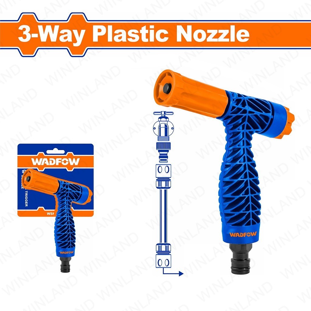 Wadfow by Winland High Impact Plastic Garden Spray Trigger Nozzle with 3-Way Spray Patterns WNE7E34