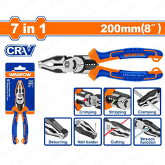 Wadfow by Winland 7-in-1 Multi-Function Combination Pliers 8in/200mm w/ Cr-V Material WPL1778 WAD-HT