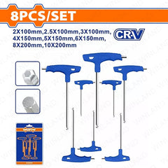 Wadfow by Winland 8PCS/SET T-Handle Ball Point Hex Wrench Set WHK2481 WAD-HT