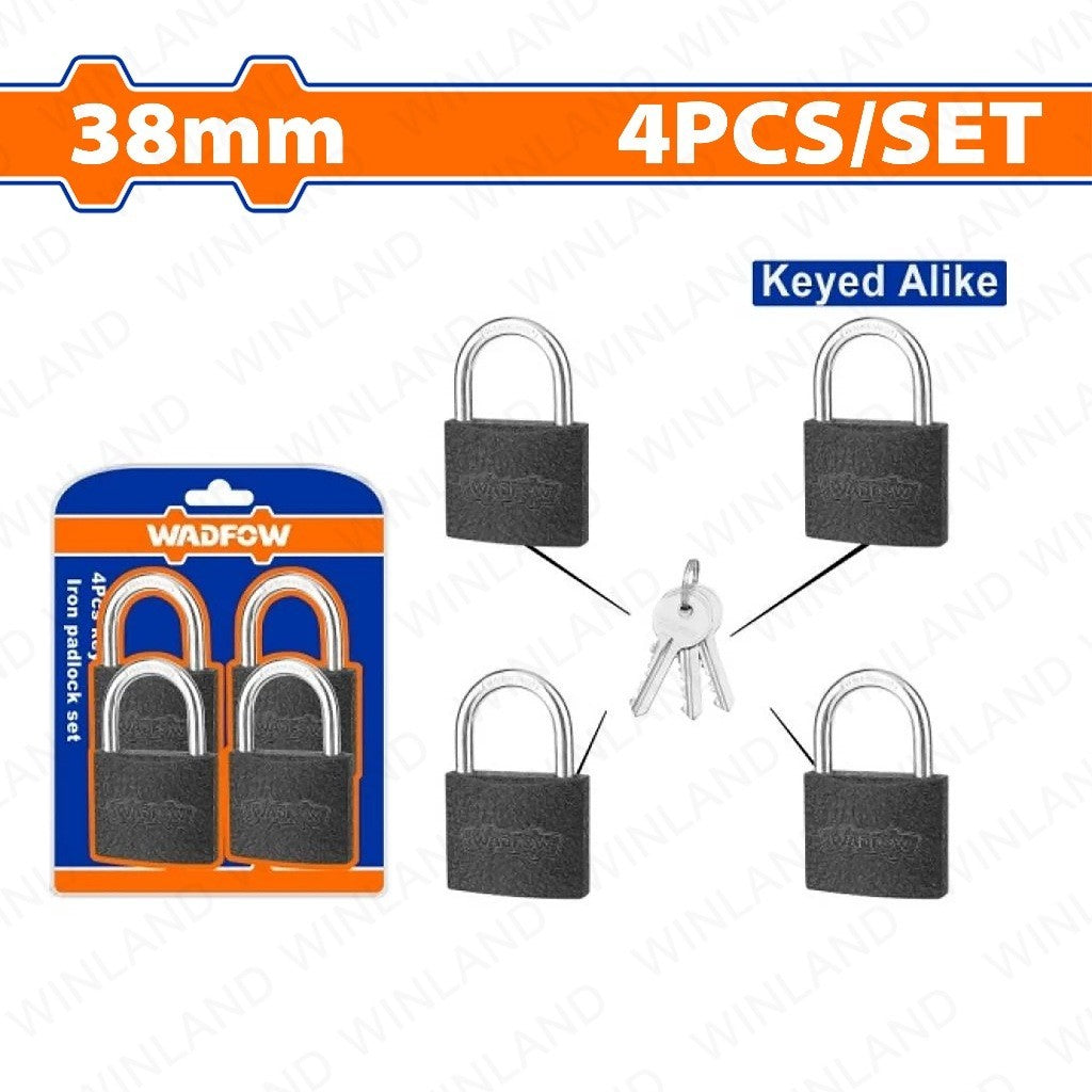 Wadfow by Winland 4PCS/Set 38mm Heavy Duty Short Shackle Key-Alike Durable Iron Padlock WPD5444