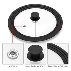 Masflex by Winland Small & Big Tempered Glass Lid with Silicone Rim