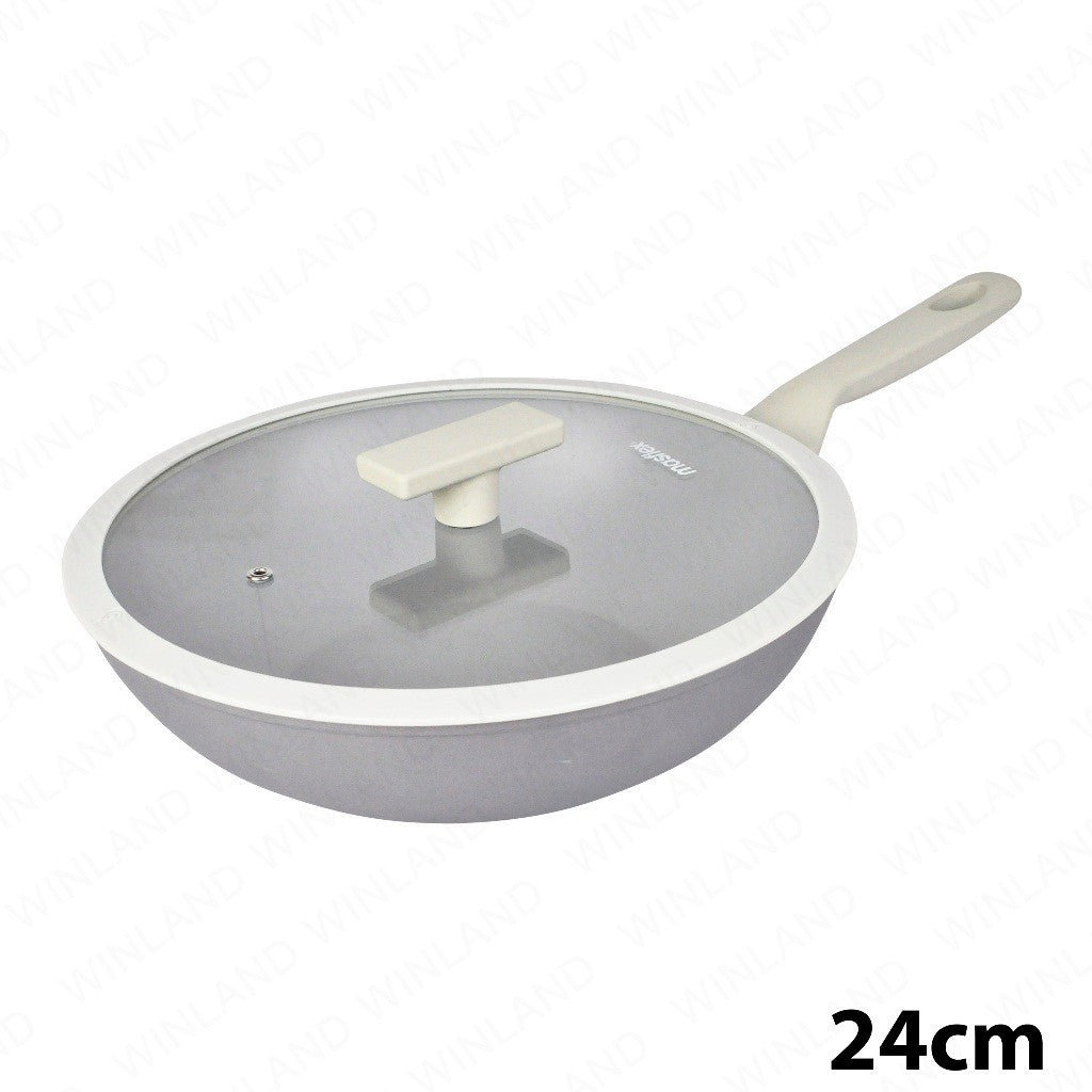 Masflex by Winland 24cm-28cm Non Stick Ultimate Forged Wok Pan with Glass Lid Induction Base