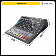 Konzert by Winland 8CH PRO Mixer - Mic + Line In EQ & Effect, MP3/Rec vis USB, BT, PC Sound Card-XLR