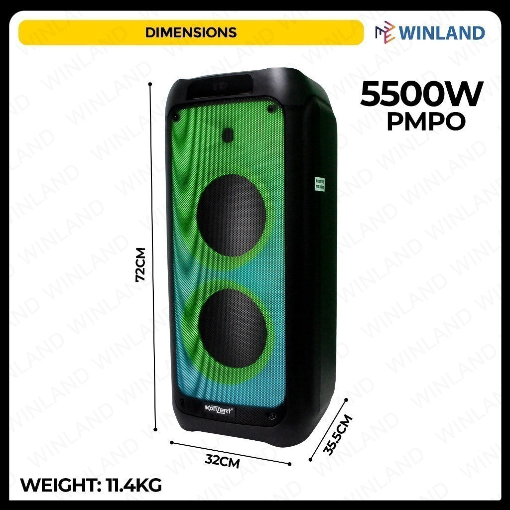 Konzert by Winland Disco Robo 8 Party Box Portable Speaker System with Wireless Microphone