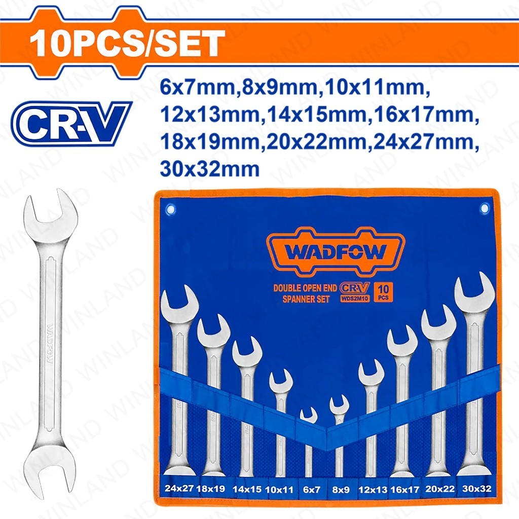 Wadfow  Set of 10 Pieces 6-32 mm Double Open-End Spanner Set WDS2M10 WAD-HT
