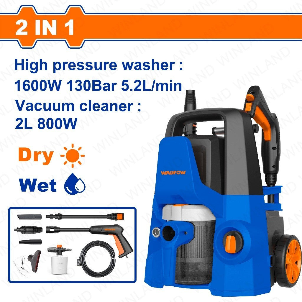 Wadfow by Winland 2-in-1 Pressure Washer & Vacuum Cleaner with Carbon Brush Motor WHP4A16 WAD-PT
