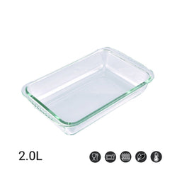 Eurochef Borosilicate Glass Rectangular Baking Tray Casserole Dish w/ Handles Microwavable 2L/2000mL