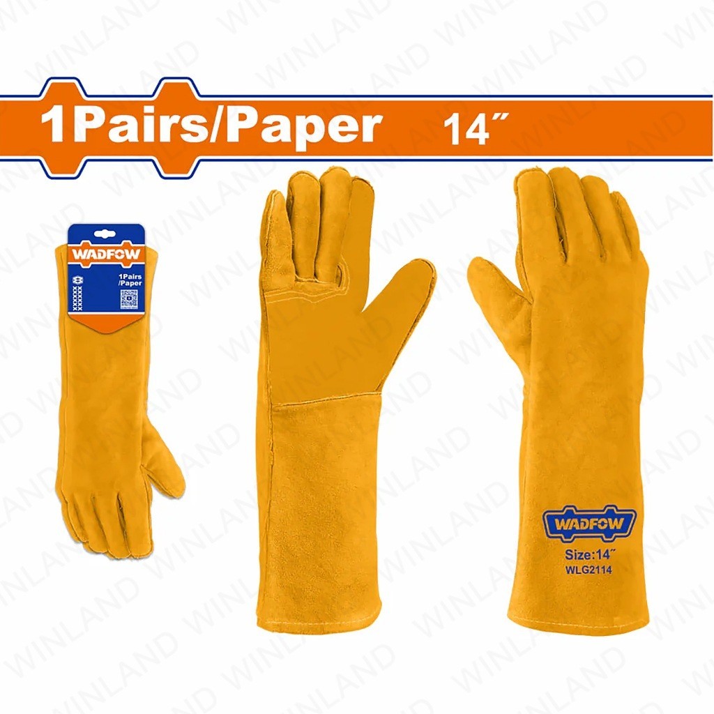 Wadfow by Winland 14inch Safety Gloves / Reinforced Stitching Welding Leather Gloves WLG2114 WAD-HT