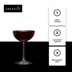 Crysalis Stemware CRY-BW23/2 Burgundy Glass Cocktail Glass 643mL/23oz Set of 2
