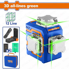 Wadfow by Winland 360° 3D All-Lines Green Beam Self- Leveling Laser Level WLE2M12 WAD-PT