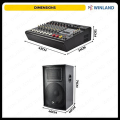 Konzert by Winland 3pcs Home Gig Studio Set 1pc Active Mixer and 2pcs 15" Passive Speaker HGS-8120